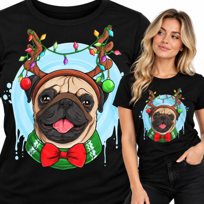 KOSZULKA DAMSKA  ŚWIĄTECZNA FUNNY DOG